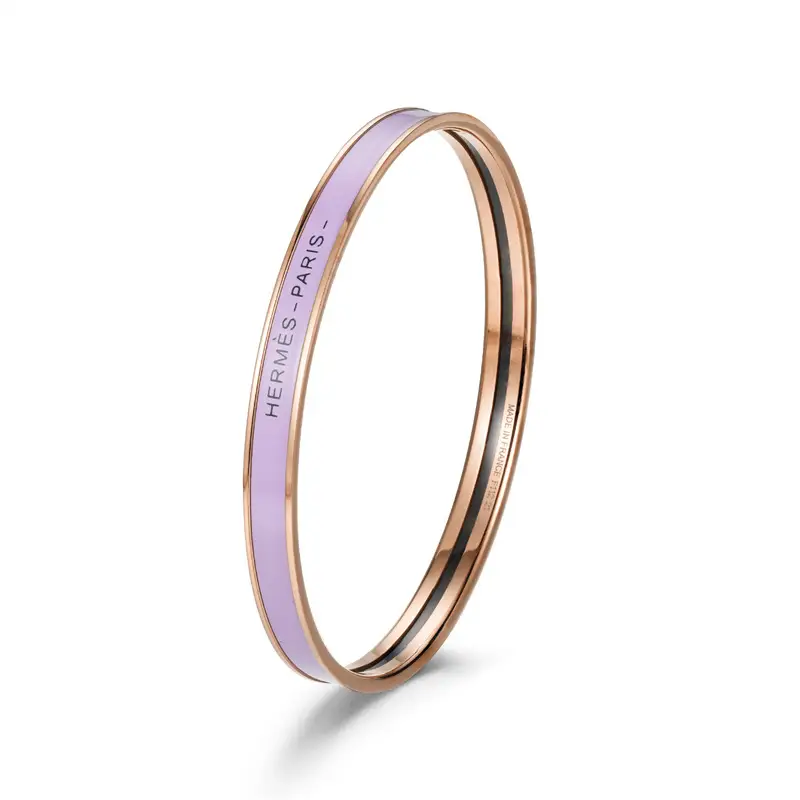 Ultra-Narrow Enamel Letter Bracelet for Women 18K Rose Gold - Image 22