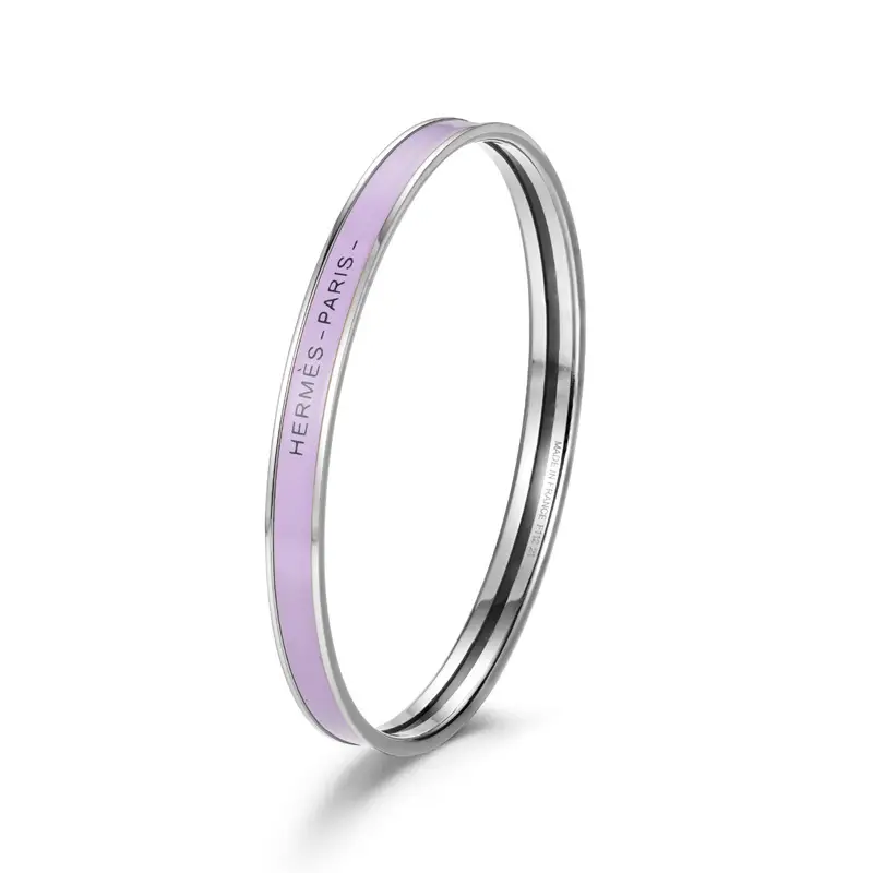 Ultra-Narrow Enamel Letter Bracelet for Women 18K Rose Gold - Image 23