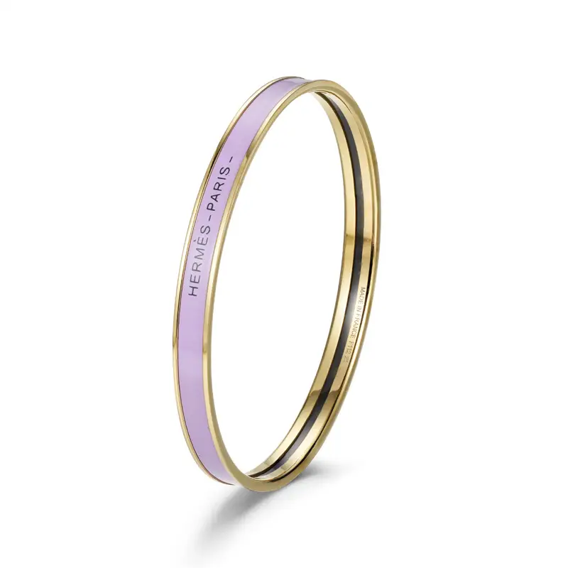 Ultra-Narrow Enamel Letter Bracelet for Women 18K Rose Gold - Image 24