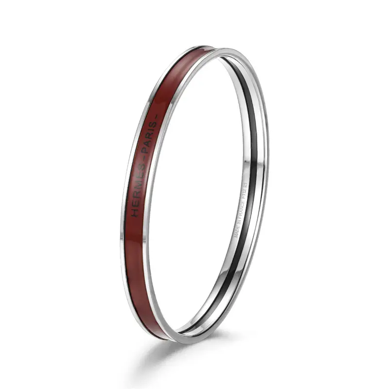 Ultra-Narrow Enamel Letter Bracelet for Women 18K Rose Gold - Image 26