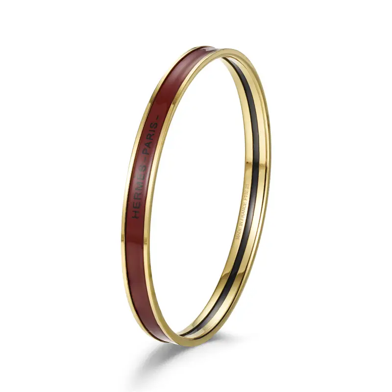 Ultra-Narrow Enamel Letter Bracelet for Women 18K Rose Gold - Image 27
