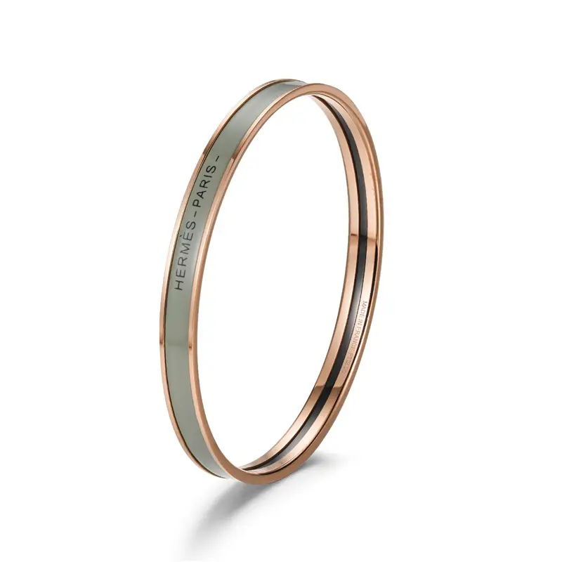 Ultra-Narrow Enamel Letter Bracelet for Women 18K Rose Gold - Image 28