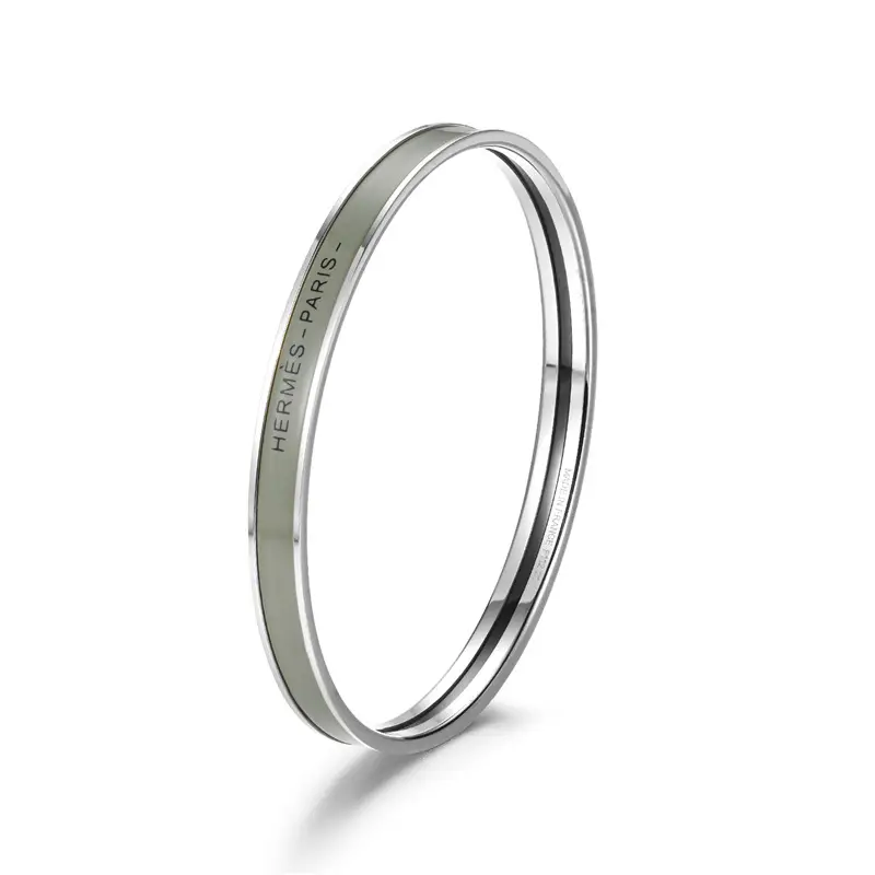 Ultra-Narrow Enamel Letter Bracelet for Women 18K Rose Gold - Image 29