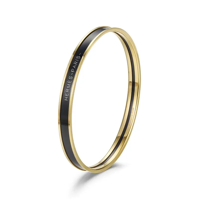 Ultra-Narrow Enamel Letter Bracelet for Women 18K Rose Gold - Image 3