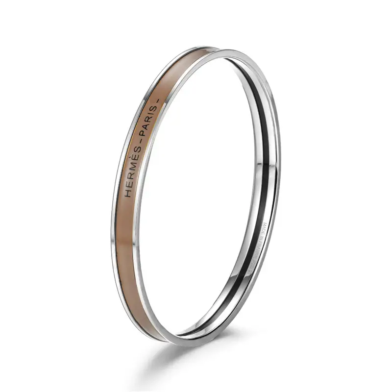 Ultra-Narrow Enamel Letter Bracelet for Women 18K Rose Gold - Image 32