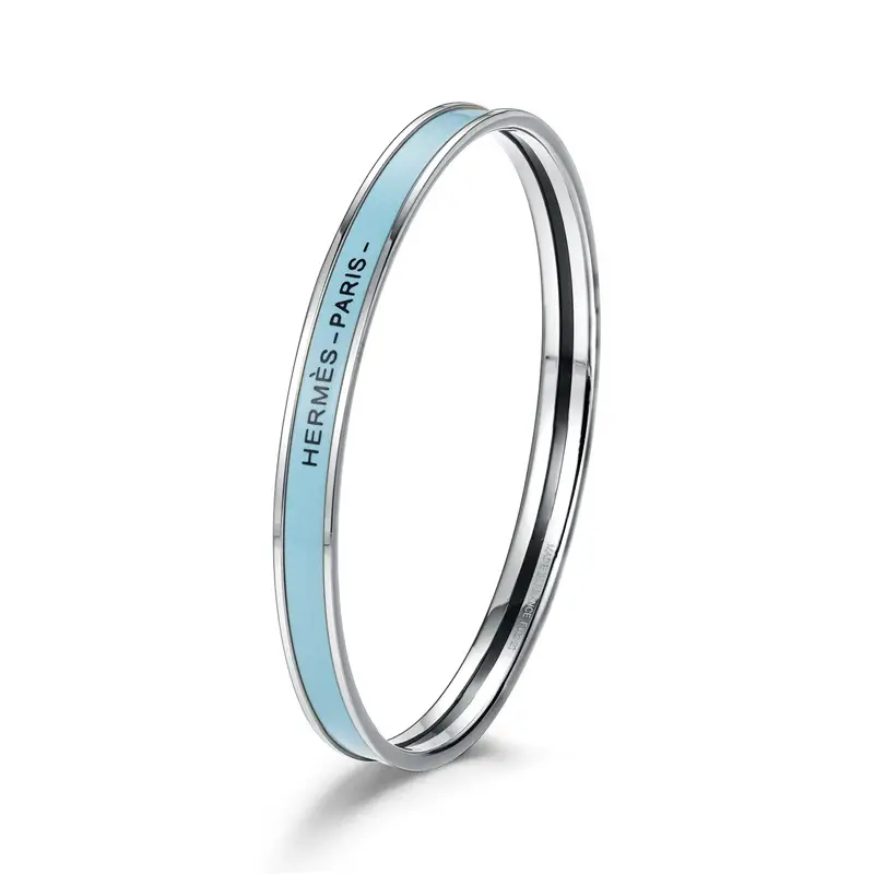 Ultra-Narrow Enamel Letter Bracelet for Women 18K Rose Gold - Image 35