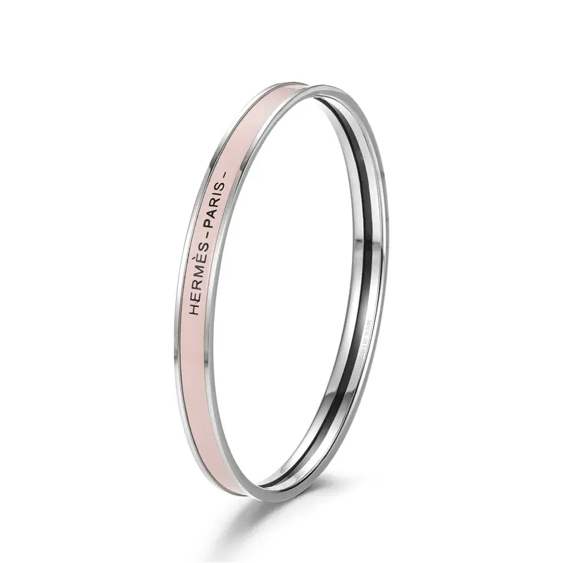 Ultra-Narrow Enamel Letter Bracelet for Women 18K Rose Gold - Image 5