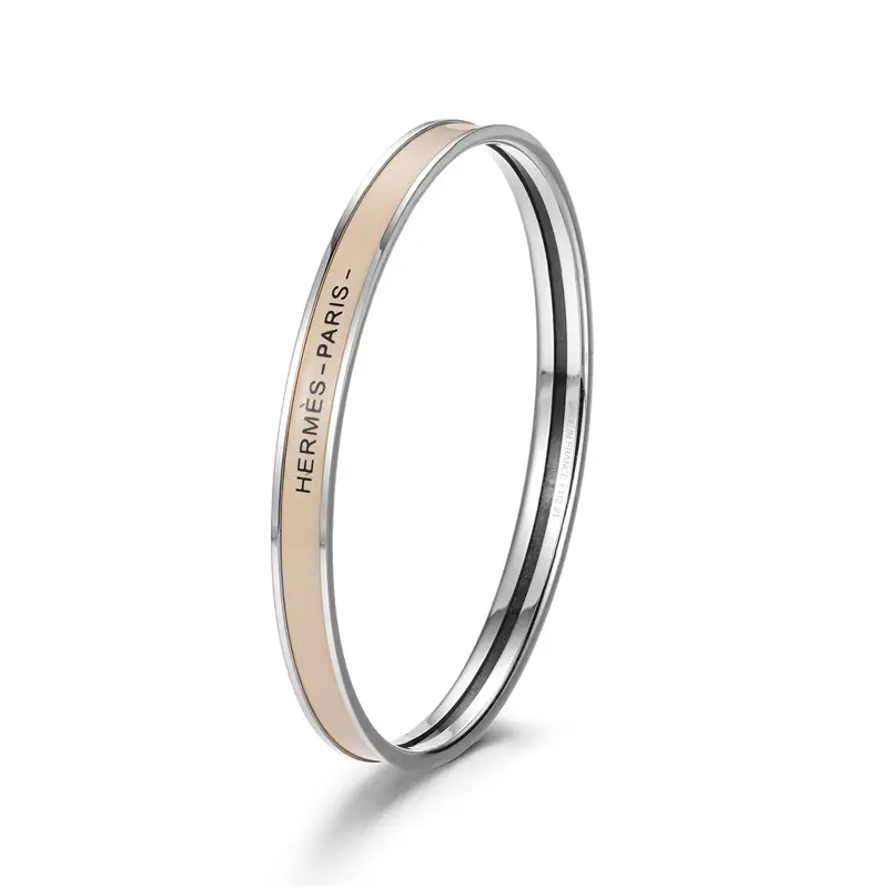 Ultra-Narrow Enamel Letter Bracelet for Women 18K Rose Gold - Image 8