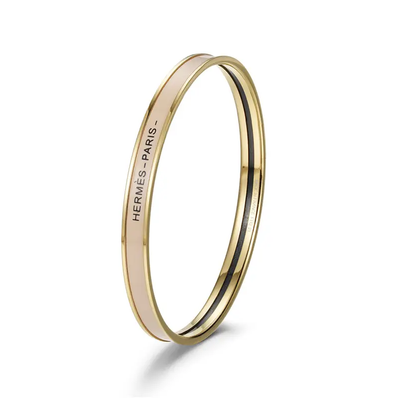 Ultra-Narrow Enamel Letter Bracelet for Women 18K Rose Gold - Image 9