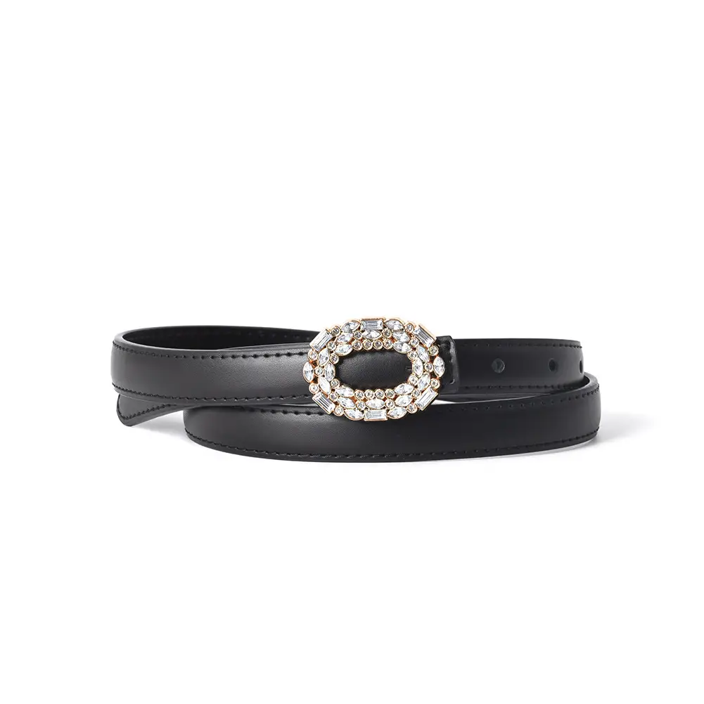 Women's Rhinestone Belt Jeans Genuine Leather Decorative Buckle Belt