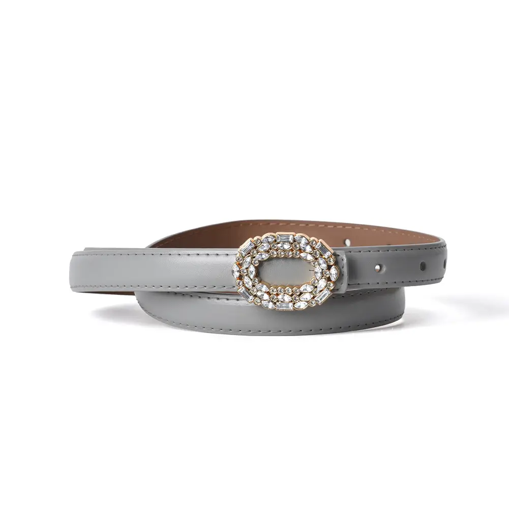 Women's Rhinestone Belt Jeans Genuine Leather Decorative Buckle Belt