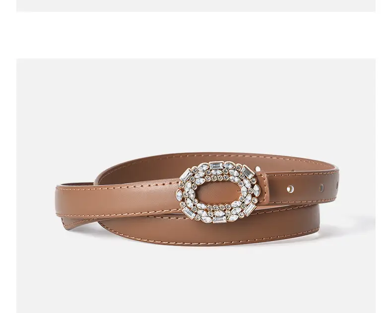 Women's Rhinestone Belt Jeans Genuine Leather Decorative Buckle Belt — feature 12
