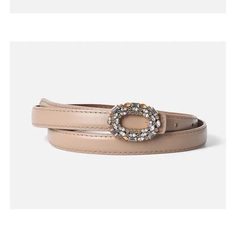 Women's Rhinestone Belt Jeans Genuine Leather Decorative Buckle Belt — feature 13
