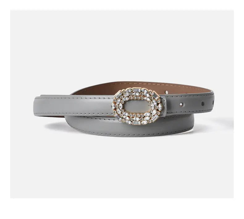 Women's Rhinestone Belt Jeans Genuine Leather Decorative Buckle Belt — feature 14