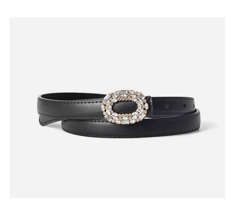 Women's Rhinestone Belt Jeans Genuine Leather Decorative Buckle Belt — feature 16