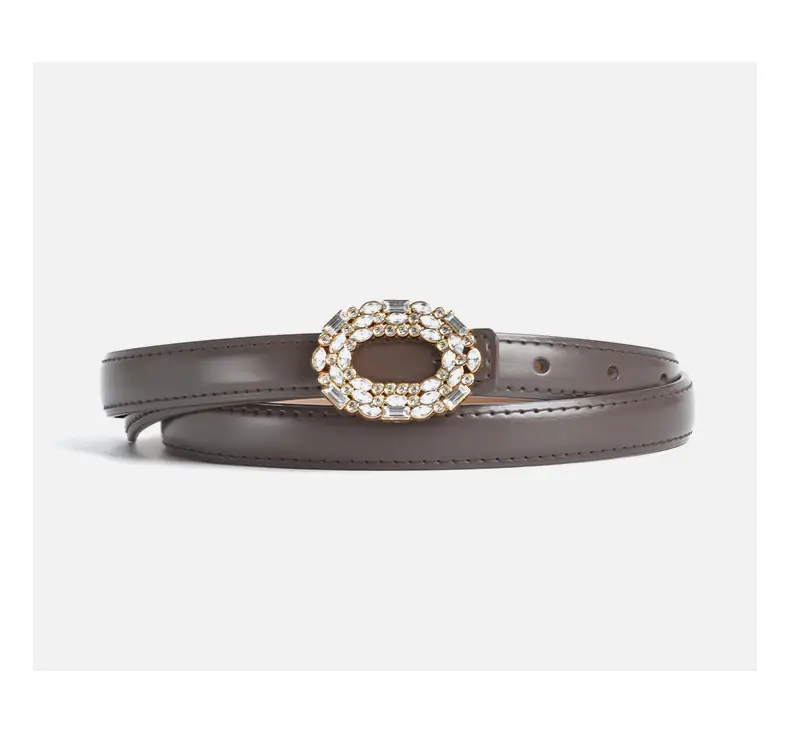 Women's Rhinestone Belt Jeans Genuine Leather Decorative Buckle Belt — feature 17