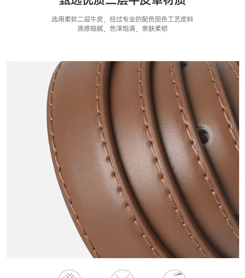 Women's Rhinestone Belt Jeans Genuine Leather Decorative Buckle Belt — feature 6