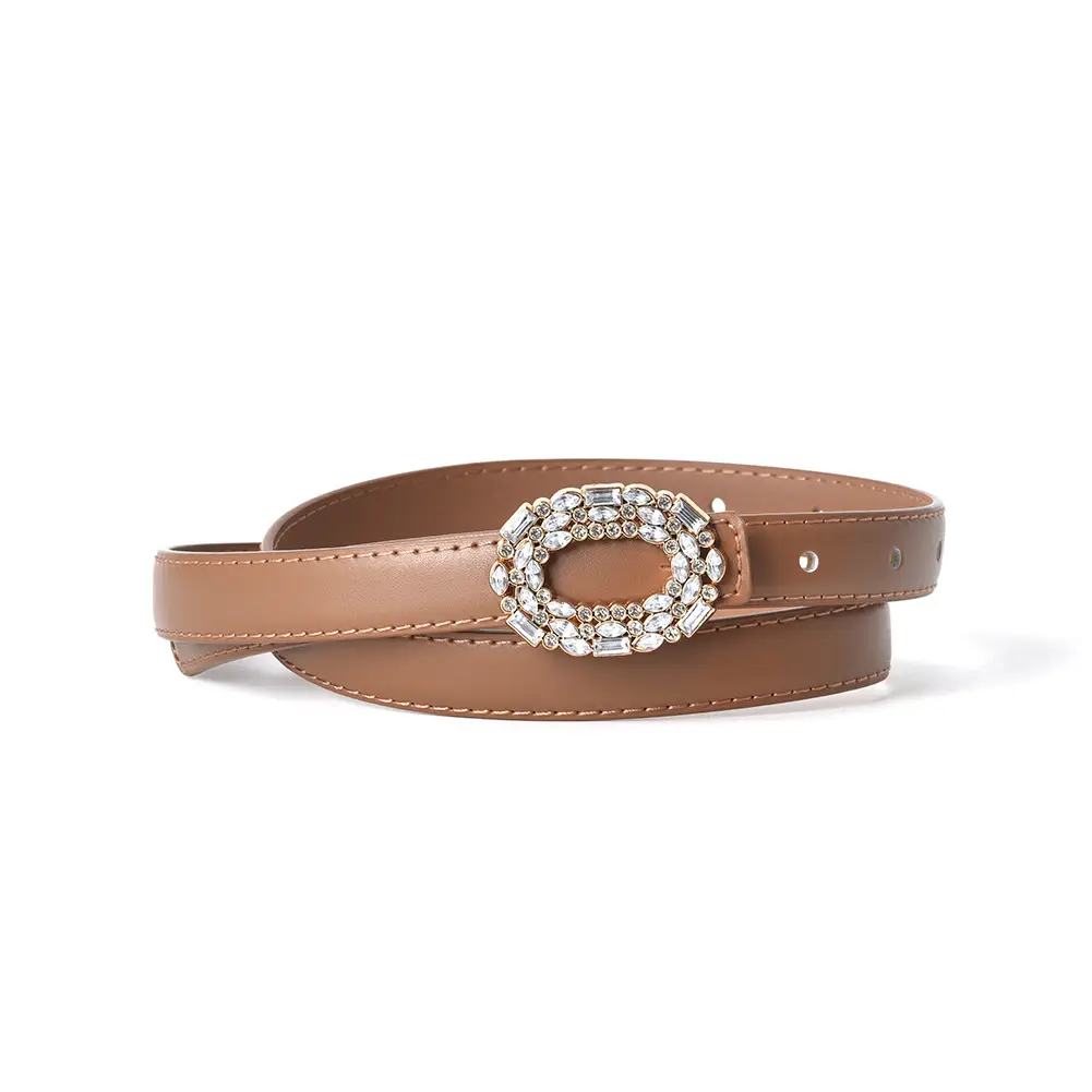 Women's Rhinestone Belt Jeans Genuine Leather Decorative Buckle Belt