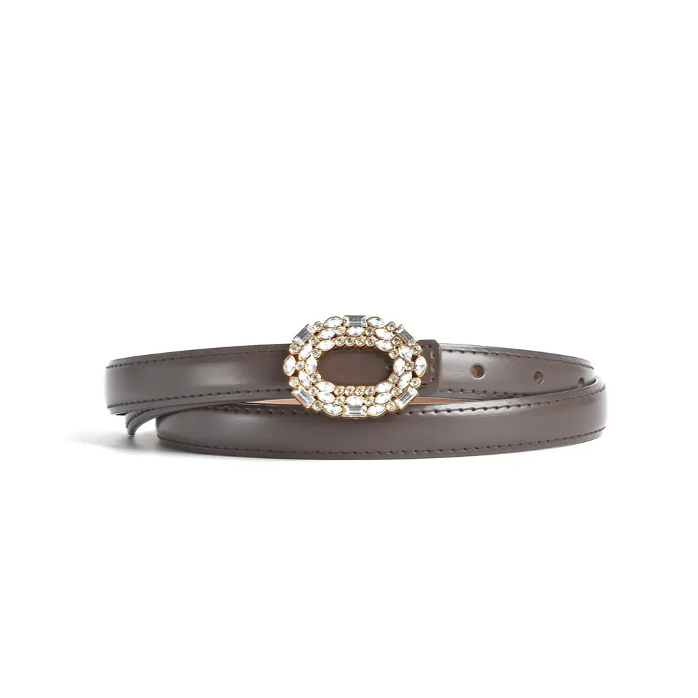 Women's Rhinestone Belt Jeans Genuine Leather Decorative Buckle Belt