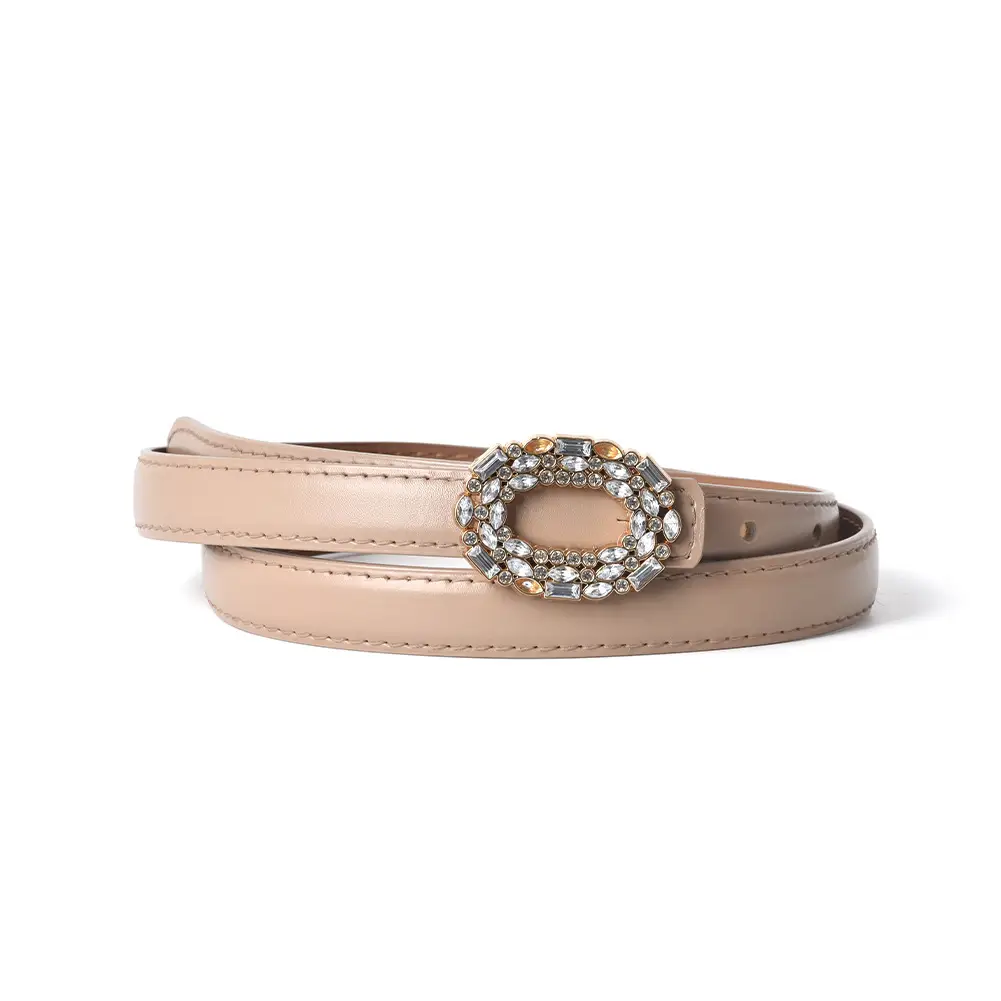 Women's Rhinestone Belt Jeans Genuine Leather Decorative Buckle Belt