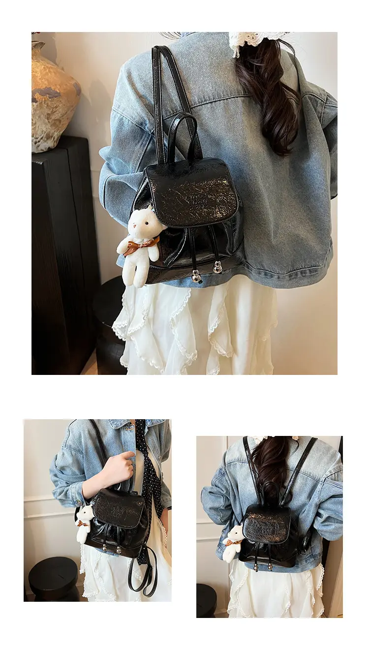 Women's Cream GG Bag with Teddy Bear Accessory — feature 14