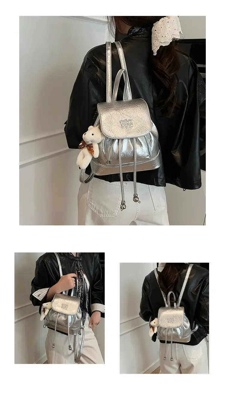 Women's Cream GG Bag with Teddy Bear Accessory — feature 17