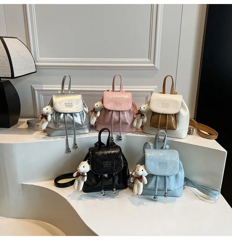 Women's Cream GG Bag with Teddy Bear Accessory — feature 18