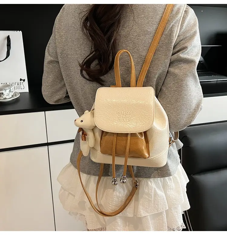 Women's Cream GG Bag with Teddy Bear Accessory — feature 21