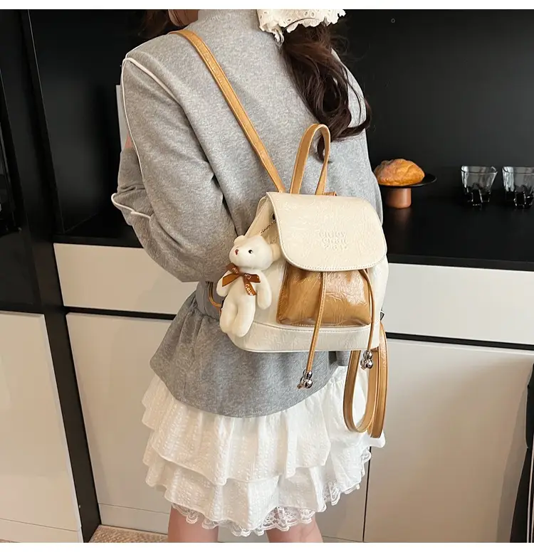 Women's Cream GG Bag with Teddy Bear Accessory — feature 22
