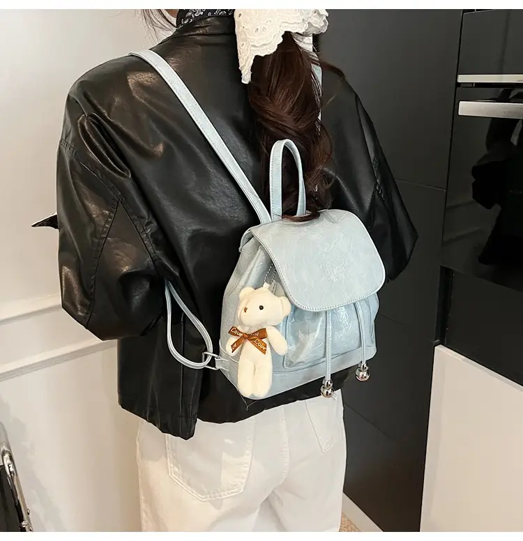 Women's Cream GG Bag with Teddy Bear Accessory — feature 26