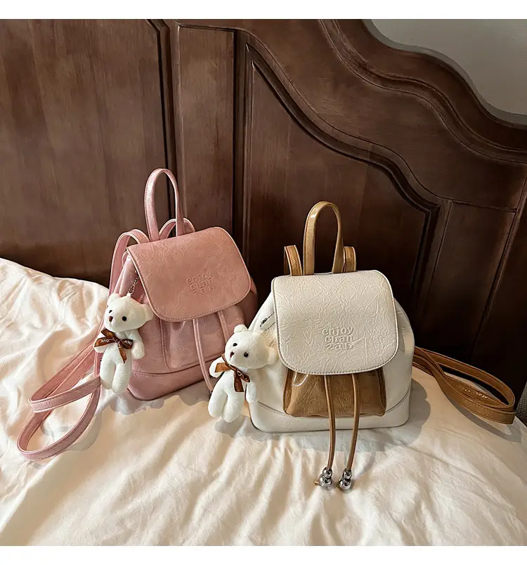 Women's Cream GG Bag with Teddy Bear Accessory — feature 4