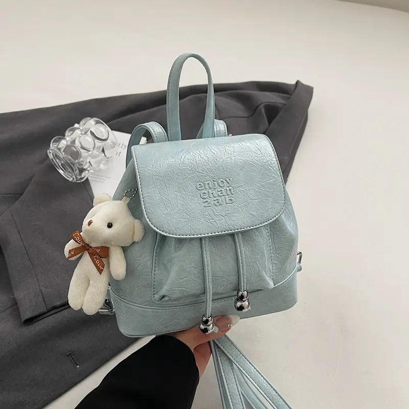 Women's Cream GG Bag with Teddy Bear Accessory