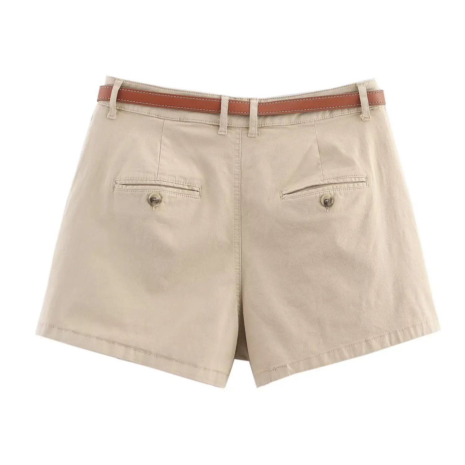 Women's White Belt Casual Shorts with Belt - Image 4