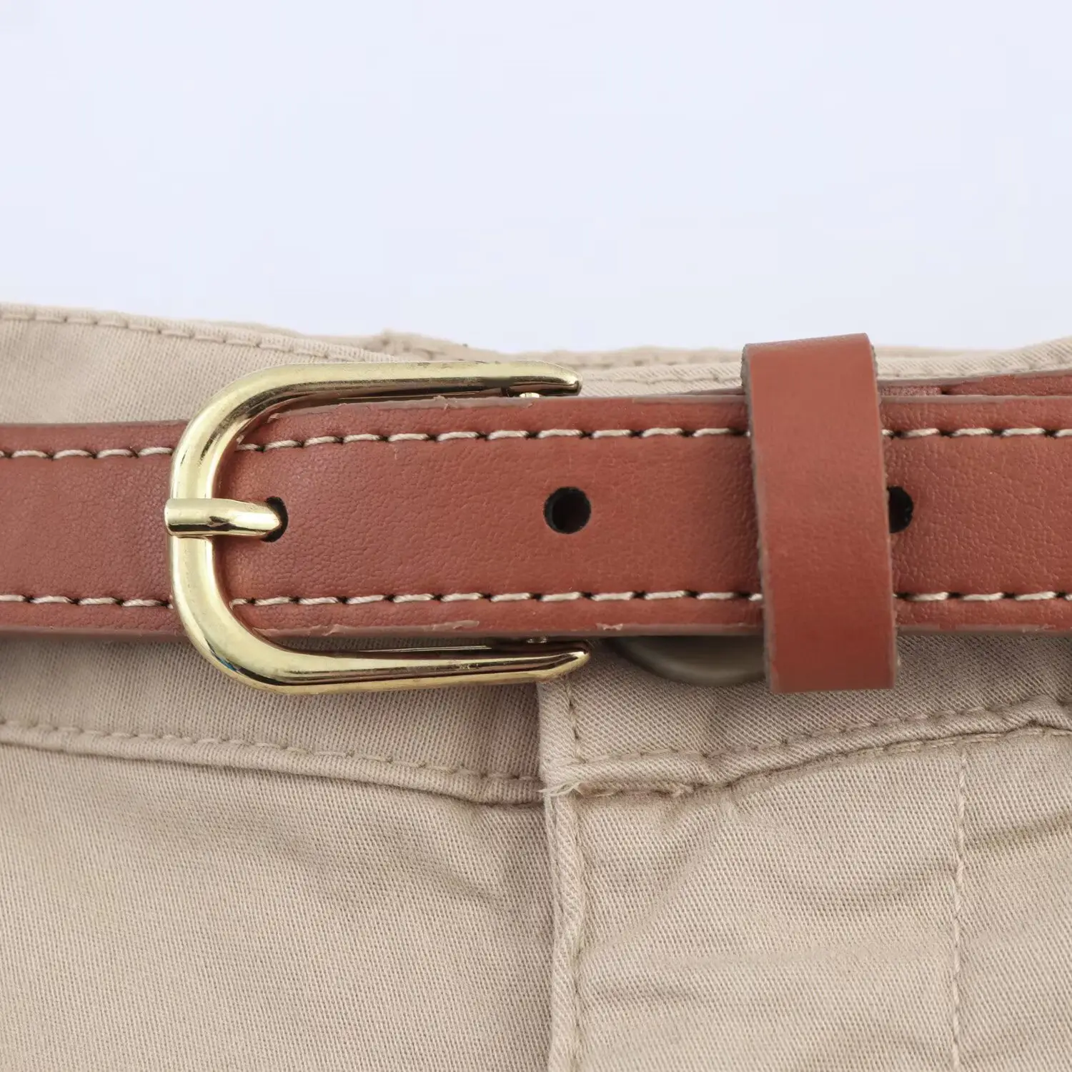 Women's White Belt Casual Shorts with Belt — feature 10