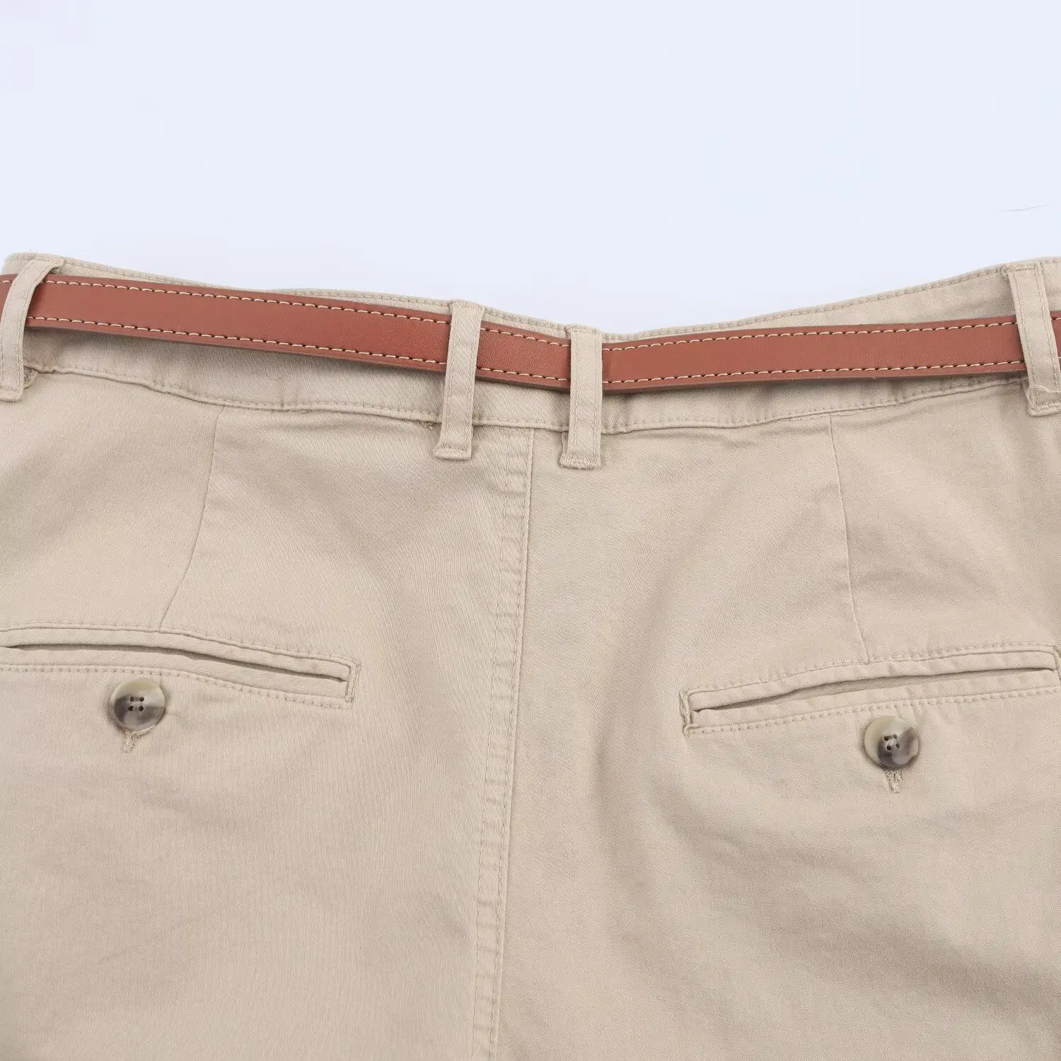 Women's White Belt Casual Shorts with Belt — feature 14