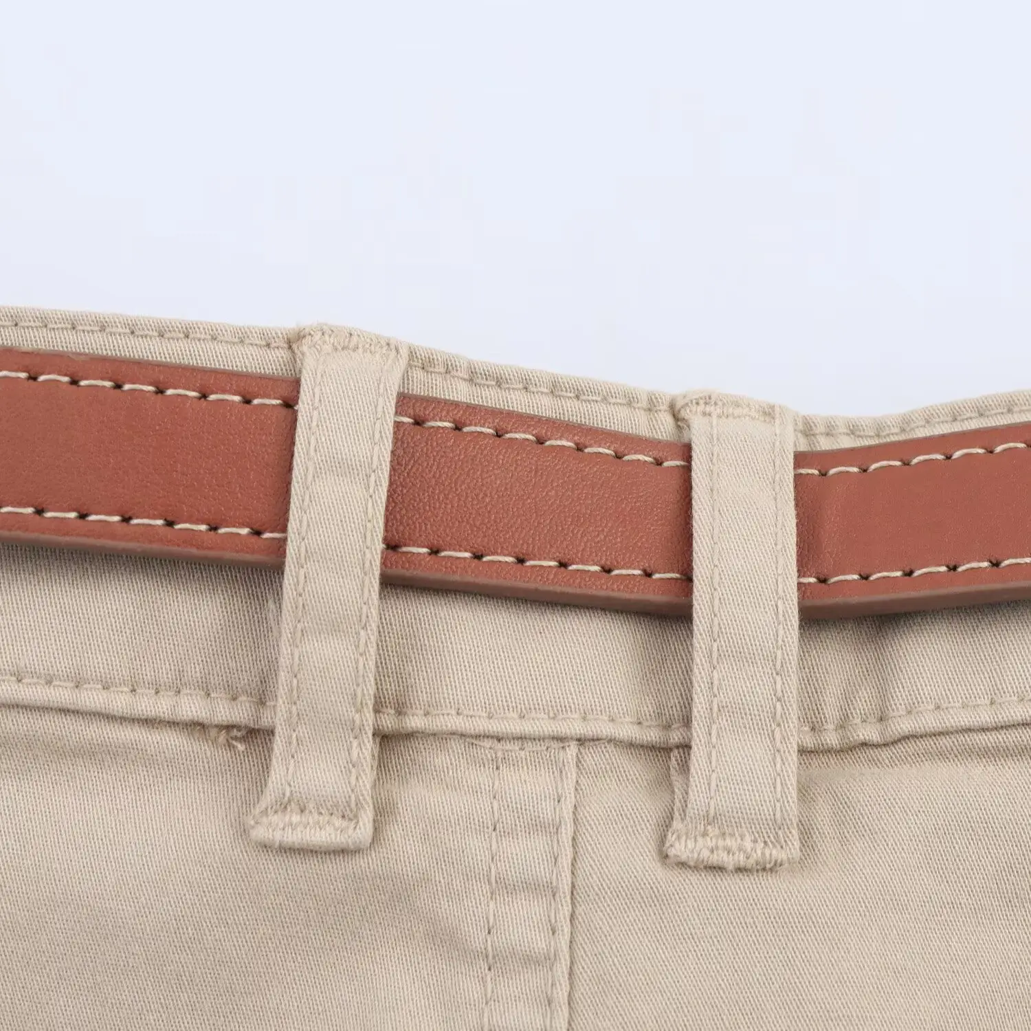 Women's White Belt Casual Shorts with Belt — feature 16