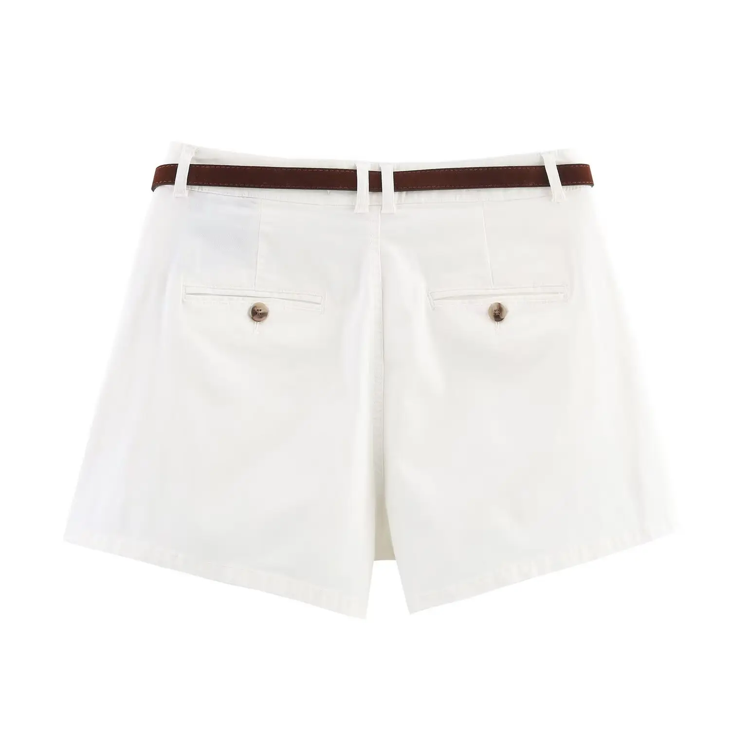 Women's White Belt Casual Shorts with Belt — feature 4