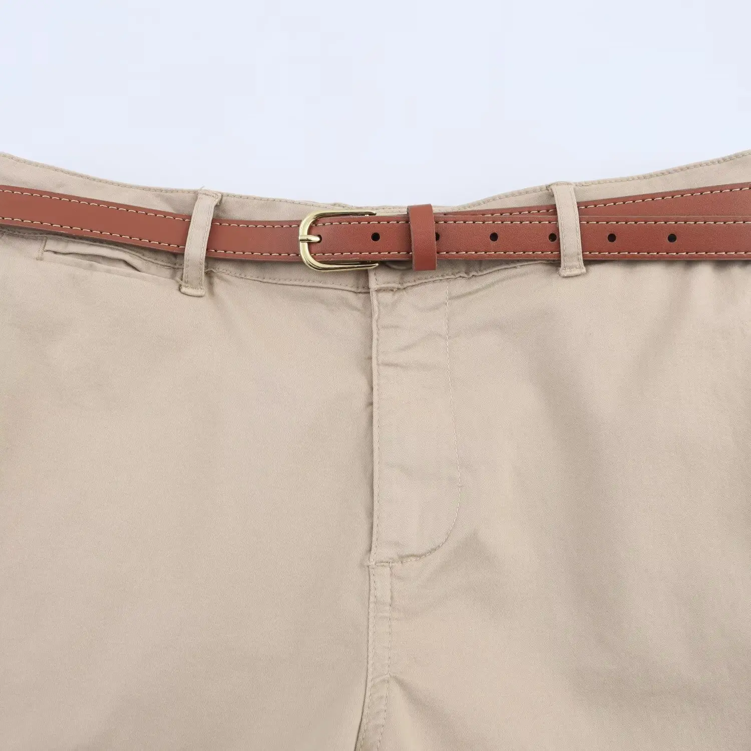Women's White Belt Casual Shorts with Belt — feature 7