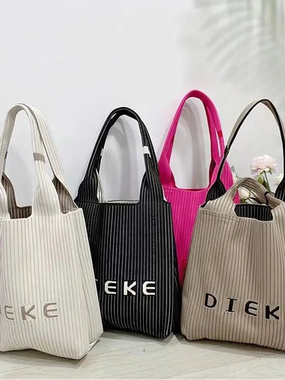 Knitted Letter Pattern Tote Bag for Women - Image 4