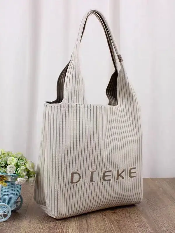 Knitted Letter Pattern Tote Bag for Women - Image 5