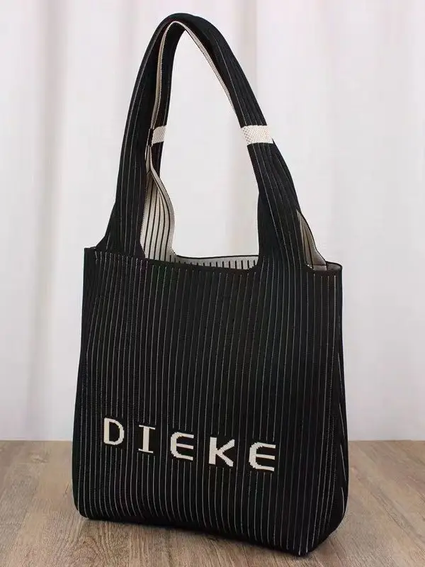 Knitted Letter Pattern Tote Bag for Women - Image 6