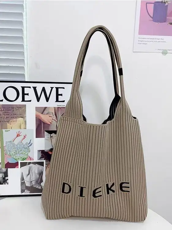 Knitted Letter Pattern Tote Bag for Women - Image 7