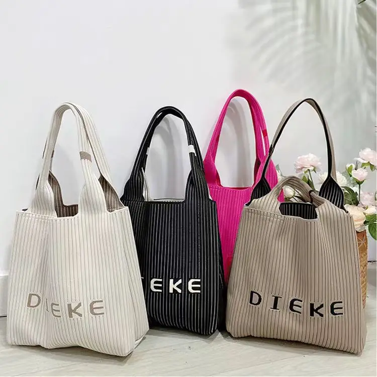 Knitted Letter Pattern Tote Bag for Women — feature 1