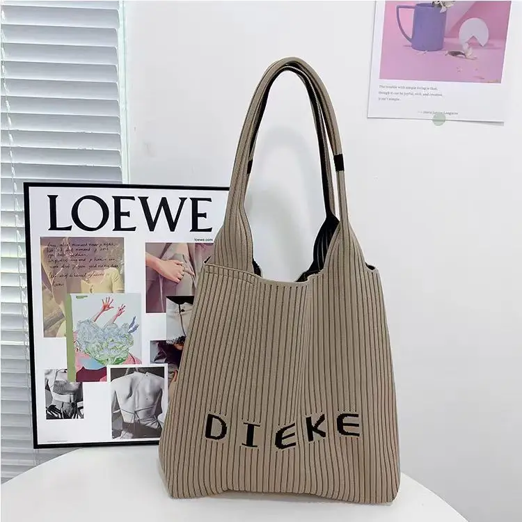 Knitted Letter Pattern Tote Bag for Women - Image 2