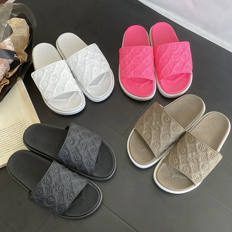 Men Women White Embossed Platform Sandals Summer - Image 6