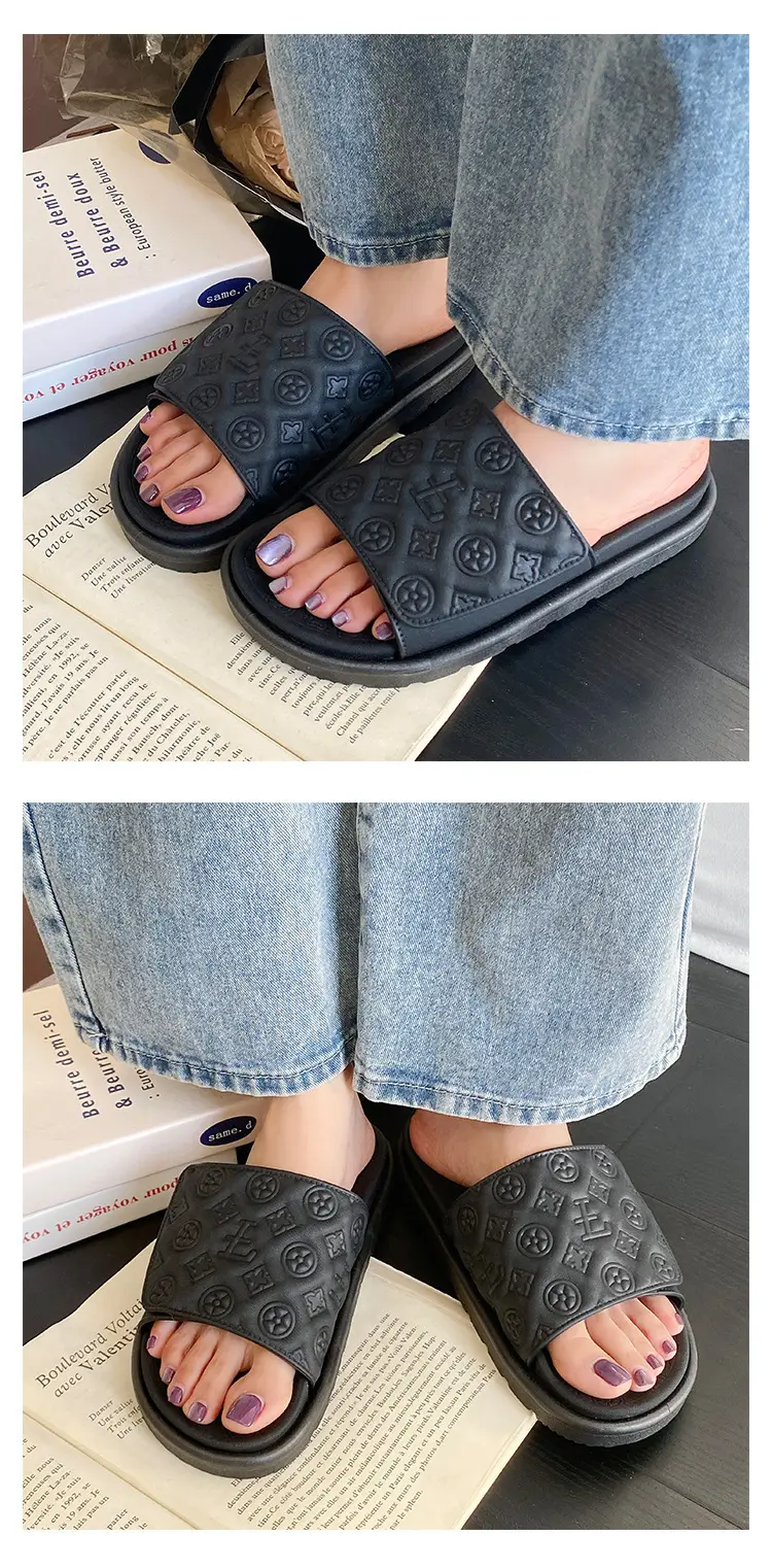 Men Women White Embossed Platform Sandals Summer — feature 19