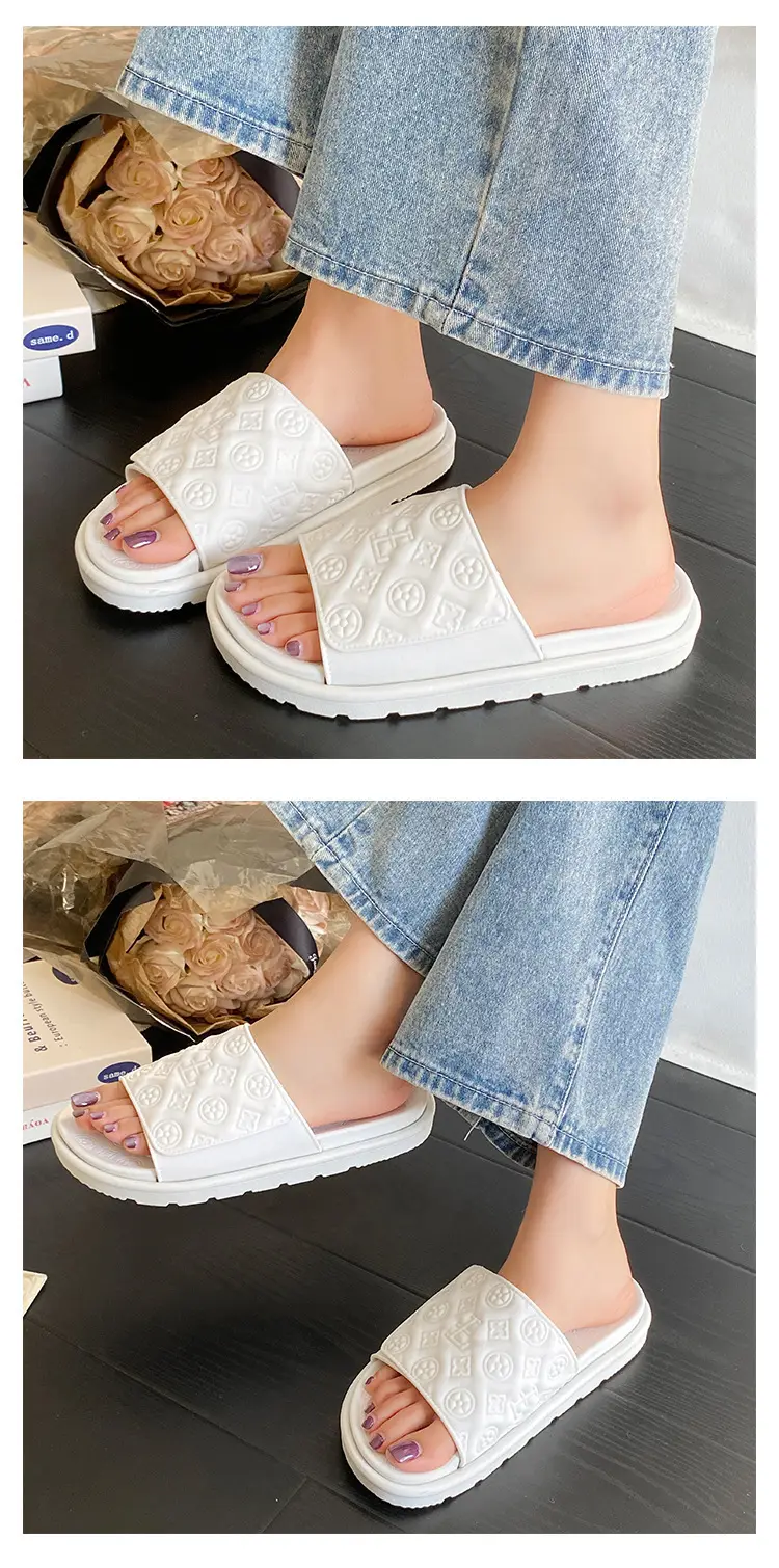 Men Women White Embossed Platform Sandals Summer — feature 23