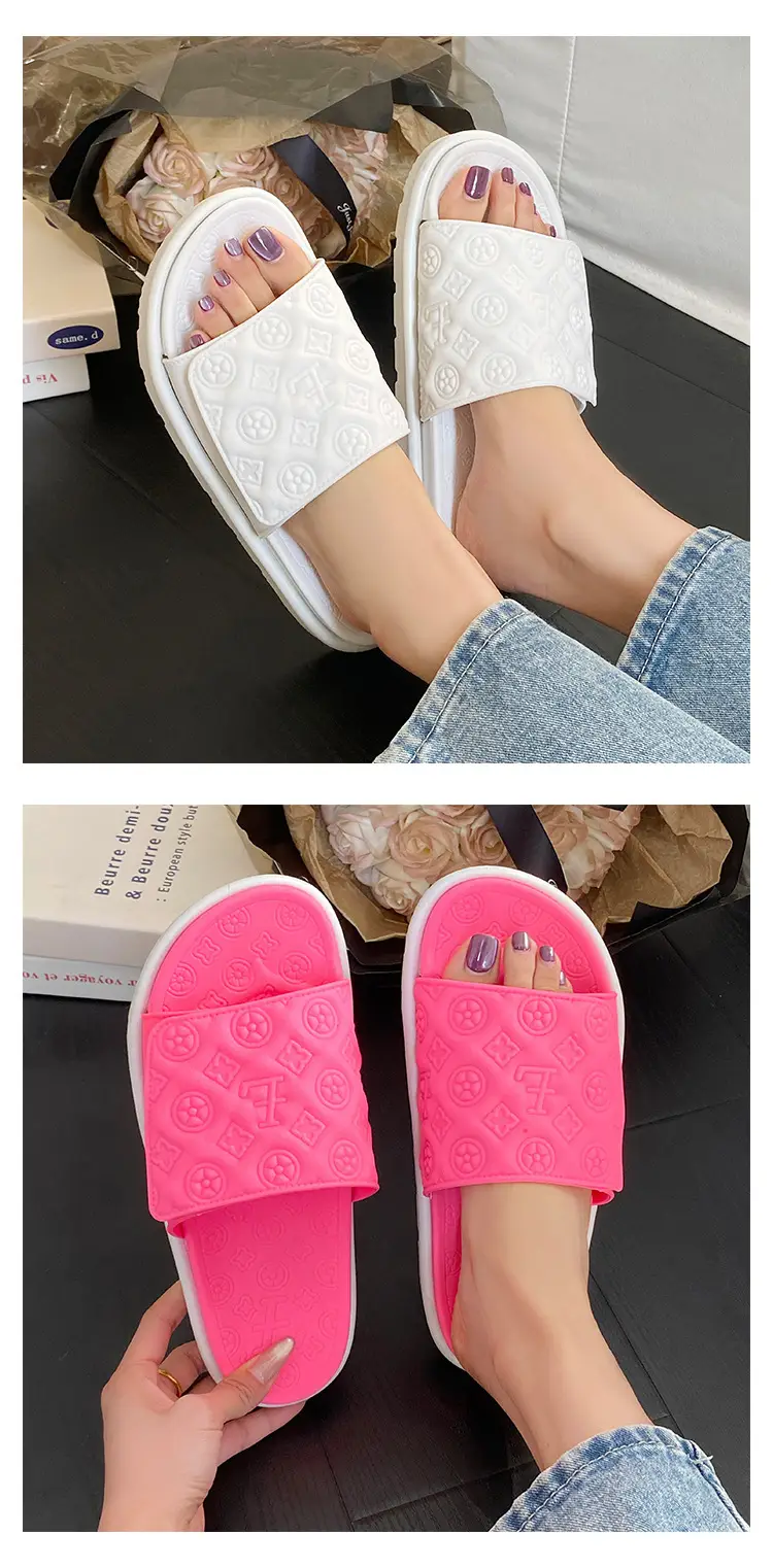 Men Women White Embossed Platform Sandals Summer — feature 24