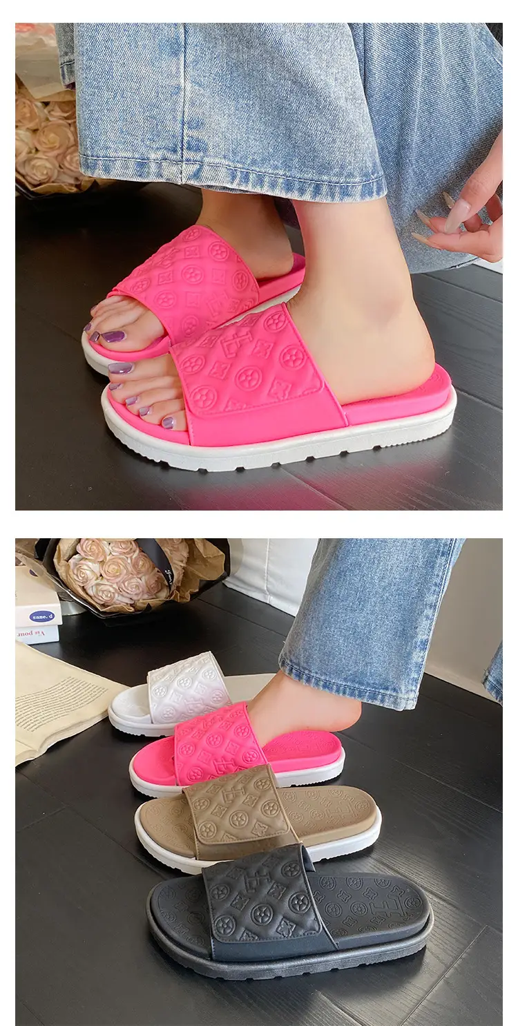 Men Women White Embossed Platform Sandals Summer — feature 25