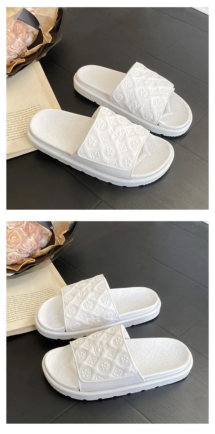 Men Women White Embossed Platform Sandals Summer — feature 28